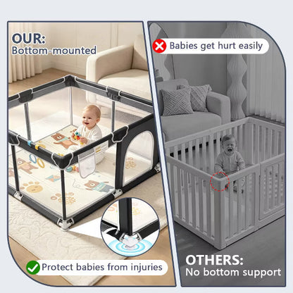 Kmaier Soft Padded Baby Playpen With Mat,Safe And Sturdy Design,Breathable Mesh,Portable For Indoor And Outdoor Use,Pink