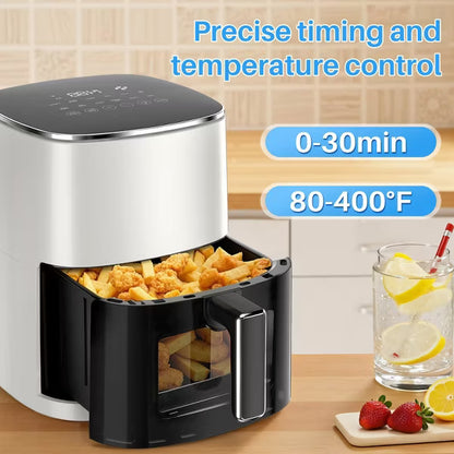 IULULU Air Fryer, 6-Qt with View Window, 12-in-1, 400F Max, Beige