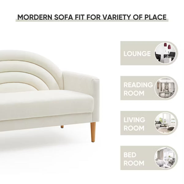 50" Loveseat Sofa for Small Spaces, 2-Seater Couch with Spring Cushions & Wood Frame. Mid-Century Modern Design in Grey Linen Fabric, Easy Assembly