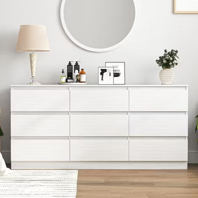 CIPACHO Modern White 6-Drawer Dresser - Roomy Double Dresser for Home