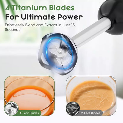 WHALL Immersion Blender with Whisk, Milk Frother Attachments
