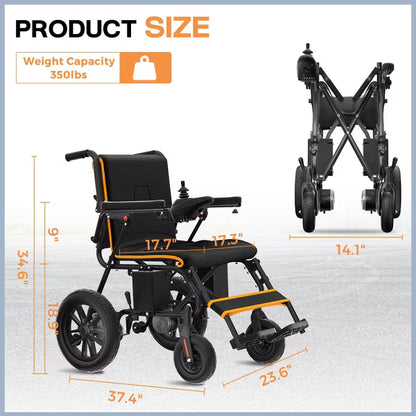 KERDOM Electric Wheelchairs for Adults, 500W Dual Motors Power Wheelchair, All Terrain Travel Motorized Wheelchairs for Seniors, Orange