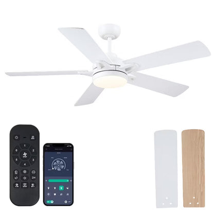 Kviflon 52 Inch Ceiling Fan with Light and Remote,Suitable for Sloped Ceiling for Living Room,Farmhouse,Bedroom