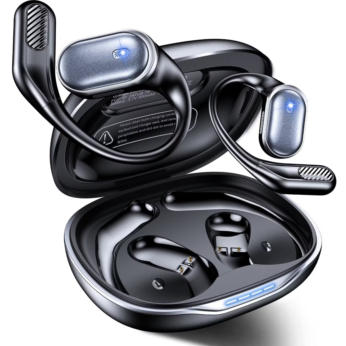 VEATOOL T6 Open Ear Headphones,Bluetooth 5.4 Wireless Earbuds,60H Playtime Stereo Sound Earphones,Air Conduction IPX7 Waterproof Open Ear Earbud