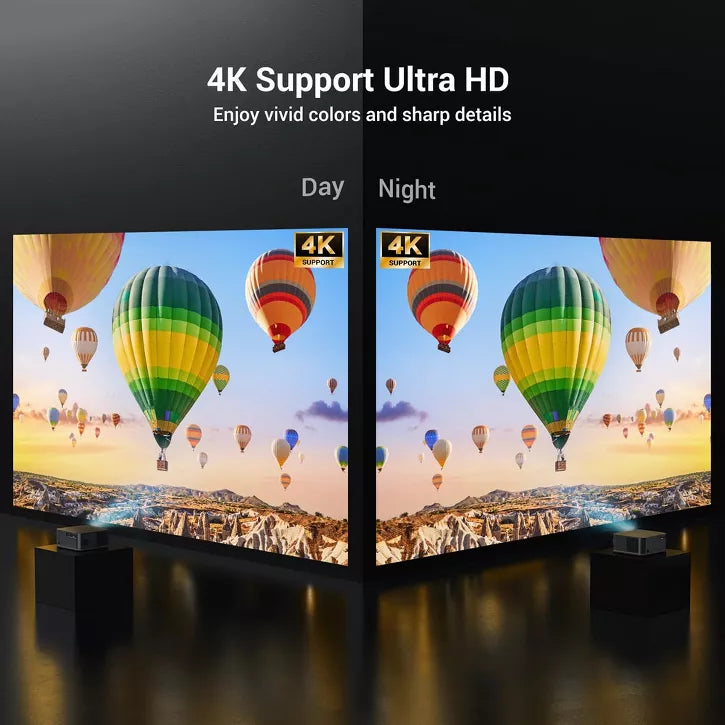 2000 ANSI 4K Full HD Projector with WiFi and Bluetooth, HAPPRUN Movie Home Theater with Auto Focus