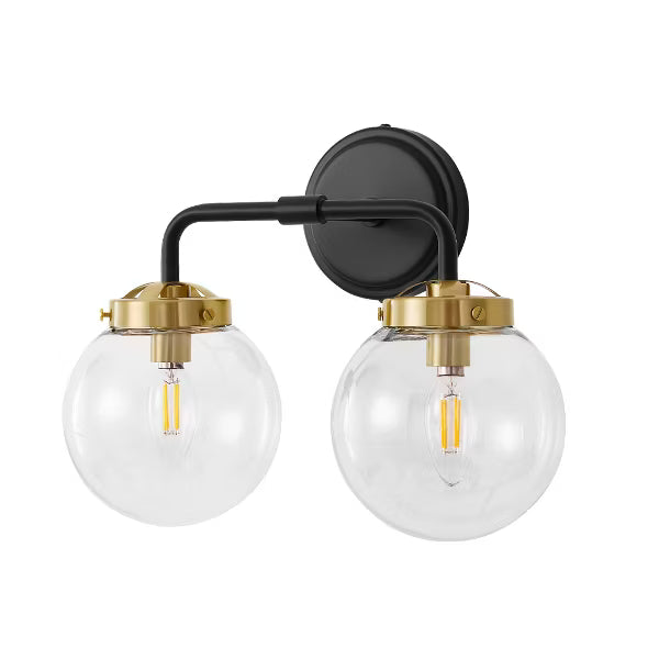 POWLIG Modern Vanity Light Fixture - Bathroom Mirror Lighting with Clear Glass Globe Shades