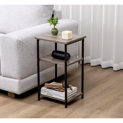 MyDepot Rustic Side Table Set of 2 - Modern Industrial Nightstands for Bedroom - Tall End Tables for Small Spaces, Brown