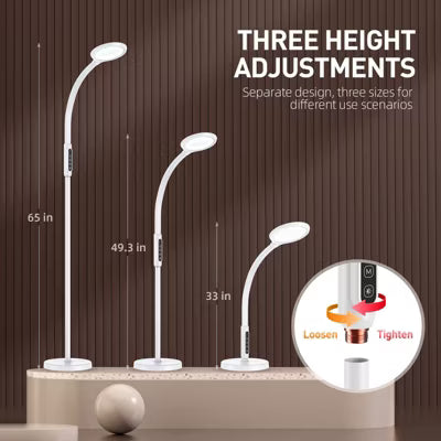 Morfone LED Full-Spectrum Happy Therapy Lamp. 10 adjustable brightness non-UV sunlight lamps, retractable floor-mounted phototherapy lamp