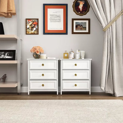 CIPACHO 2 Piece White 20 Tall 3 Drawer Nightstand Set Ideal for Living Room to Organize Small Essentials and Brighten Your Space