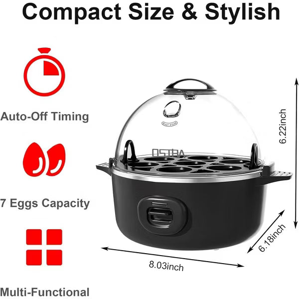 OSTBA 7-Egg Electric Cooker with Musical Buzzer & Overheat Protection, Rapid Boiler for Hard, Soft & Medium Eggs, Black