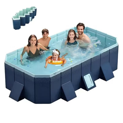 ELJGET 70.9in Foldable Pool, Non-Inflatable PVC Swimming Pool for Kids, Adults and Pets, Large Portable Kids Pool for Outdoor Backyard Garden