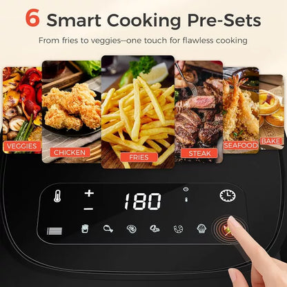 OSTBA Air Fryer with 3D Rapid Air Circulation, Digital Touch Screen, Adjustable Temp & Time, Dishwasher Safe, Oil-Free Healthy Cooking, 4.5 QT·