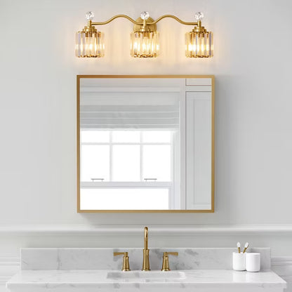 POWLIG Transitional Vanity Light - Dimmable Modern Bathroom Fixture with Crystal Shades