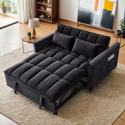 Resenkos 54 Inch Adjustable Backrest Sofa, Sofa Bed, Futon Sofa with Double Armrest and Pouch, Variable Bed for Living room
