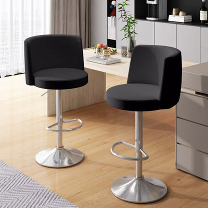 Hooseng Bar Stools, Upholstered Bar Chairs with Metal Legs, Bar Stools Sets of 2, Backs and Footrest Counter Height Bar Stools
