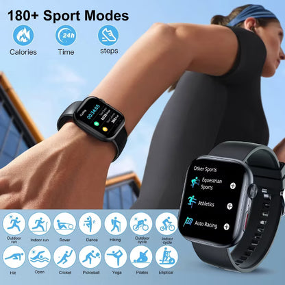 Smart Watch for Men Women, 2.01" HD Touchsreen, Bluetooth Calling, IP68 Water-Resistance, 180+ Sports Modes,, Fitness & Sleep Tracker, Android/iOS
