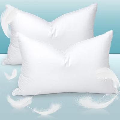 Zibroges 2 PCS Goose Down Pillows and Bed Pillows Queen Size for Sleeping,with 2 Set of Soft Cotton Cover