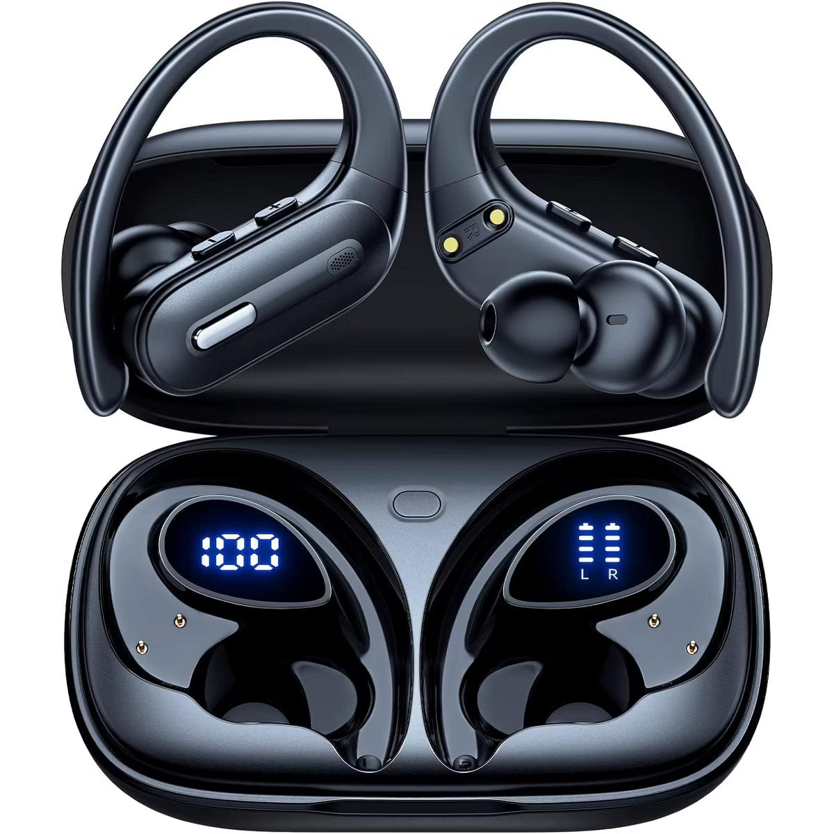 OFNEX Wireless Earbuds Bluetooth 5.3 Headphones 90 Hrs Playtime Ear buds with Wireless Charging Case Power Display Over-ear Earphones
