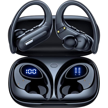 OFNEX Wireless Earbuds Bluetooth 5.3 Headphones 90 Hrs Playtime Ear buds with Wireless Charging Case Power Display Over-ear Earphones