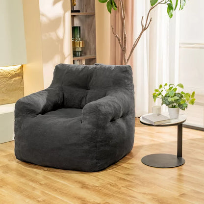 Hooseng Plush Bean Bag Chair for Adults, Comfy Lazy Floor Sofa with Backrest & Armrests, Lounge Accent Chair for Bedroom, Dorm, Living Room
