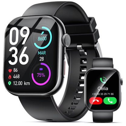 Smart Watch for Men Women, 2.01" HD Touchsreen, Bluetooth Calling, IP68 Water-Resistance, 180+ Sports Modes,, Fitness & Sleep Tracker, Android/iOS