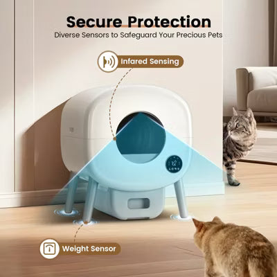 Cumrige Large Capacity Automatic Cat Litter Box Self Cleaning for Multiple Cats with App Control and Safety Protection.