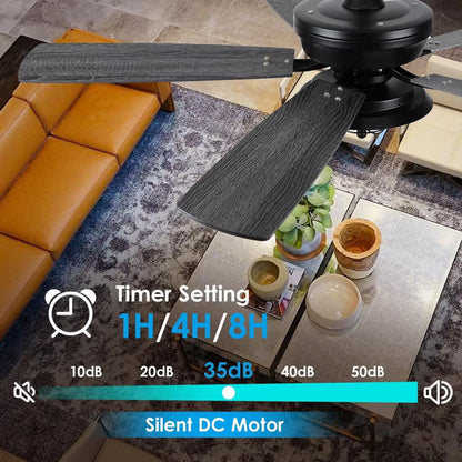 Kviflon 52 Inches Downrod Ceiling Fan with Light,3CCT LED Light,Reversible DC Motor,2 Downrod Inside