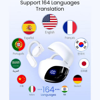 Real-Time AI Translator Earbuds | 164 Languages, 80H Playtime, Bluetooth, Audifonos Traductores, Travel/Business, White