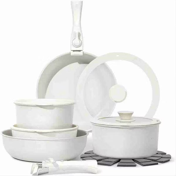 SODAY 15 Pcs Pots and Pans Set Non Stick, Cookware Sets with Detachable Handle, Nonstick RV Kitchen Cooking Tools,Oven Safe,Induction Fast