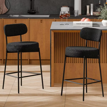 DYHOME Bar Stools Set of 2, 24 Inches Counter Height Kitchen Bar Stools with Back, Modern Metal Tall Bar Stools for Kitchen Island