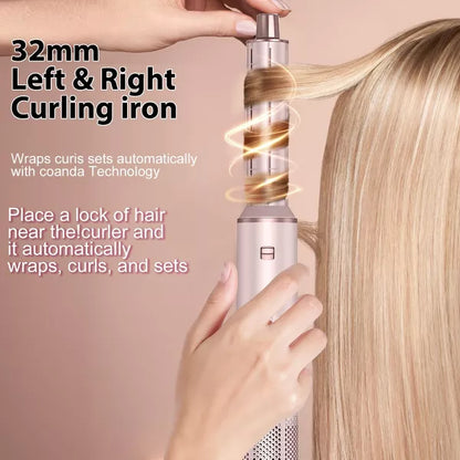 Dryhsip 5 in 1 Air Styler, Multi Ionic Hair Dryer Brush Set, 800W Auto Air Wrap Hair Styler Without Heat Damage, Curl, Volumize and Straighten,Pink