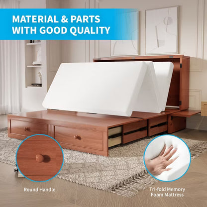 Mjkone Murphy Queen Size Bed Chest with Mattress and Storage