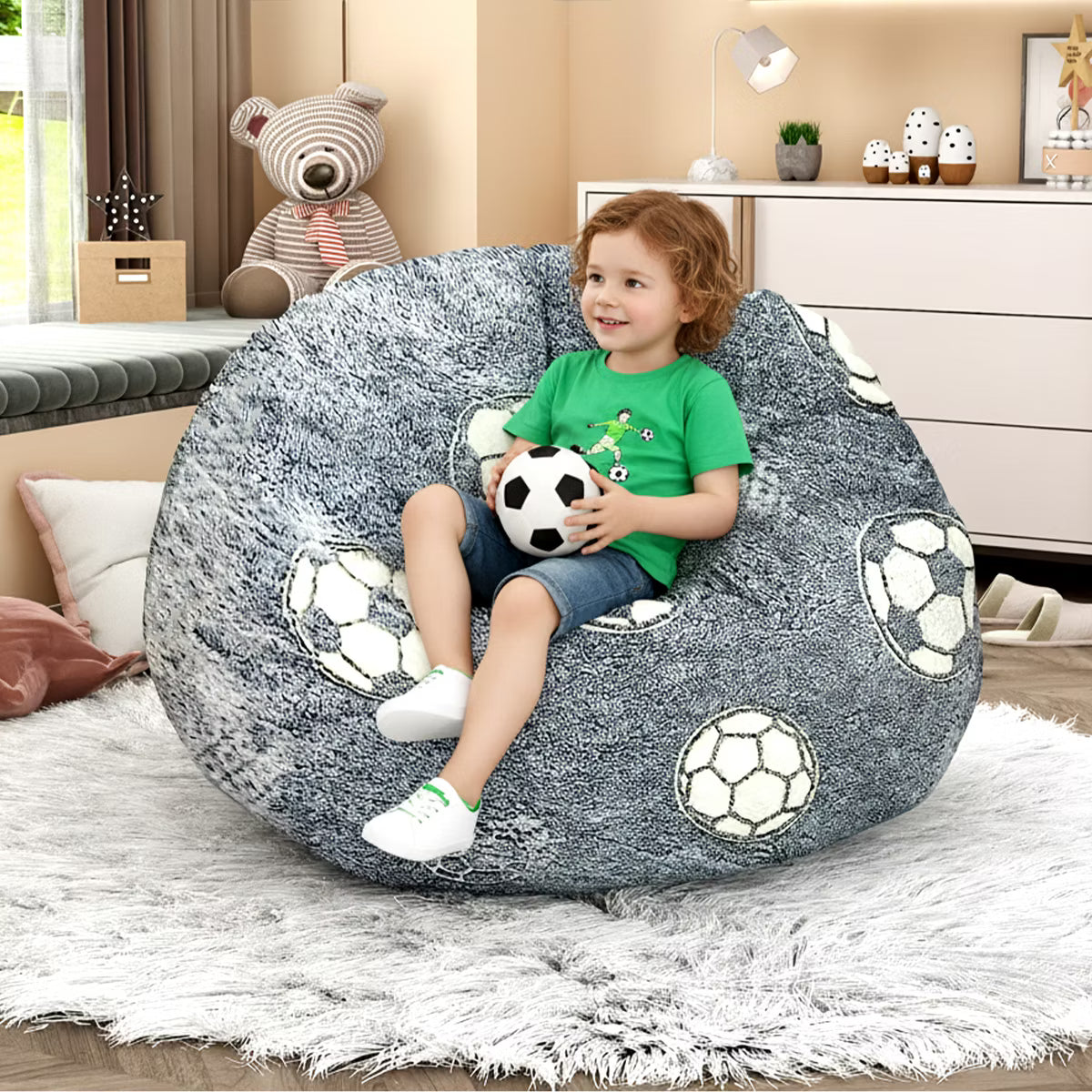 Hooseng Bean Bag Chair Bed for Kids, Convertible Bean Bag from Lazy Chair to Floor Mattress Bed With Filler, Kids Floor Sofa Couch for Boys & Girls