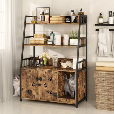 Hooseng Cat Furniture, Large Storage Space Cat Furniture, Furniture Wooden Cat tree, Cat Furniture with 3 Shelves and Doors