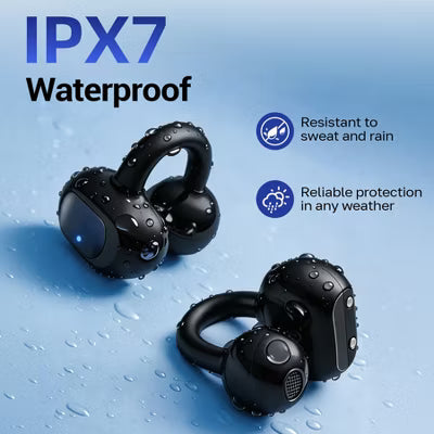 Open Ear Wireless Earbuds, Bluetooth 5.4, Clip-On Design, 60H Playtime with Case, ENC Clear Calls, 3D Sound, IPX7 Waterproof for Running/Workout