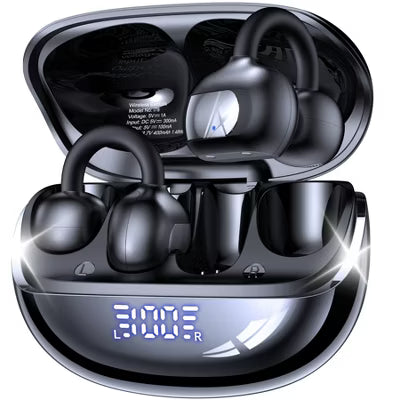 Open Ear Wireless Earbuds, Bluetooth 5.4, Clip-On Design, 60H Playtime with Case, ENC Clear Calls, 3D Sound, IPX7 Waterproof for Running/Workout