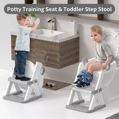 BabyBond 2 in 1 Potty Training Toilet Seat with Splash Guard Anti-Slip Pad Step Stool
