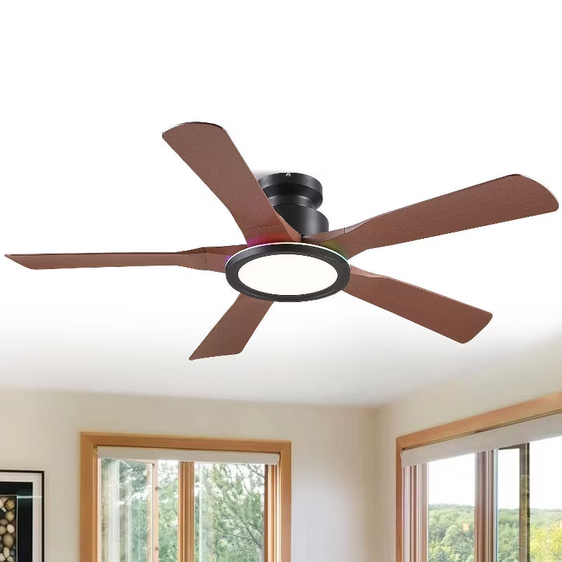 52 Inch Modern Ceiling Fan,Flush Mount Ceiling Fan with Light.for Living Room,Bedroom