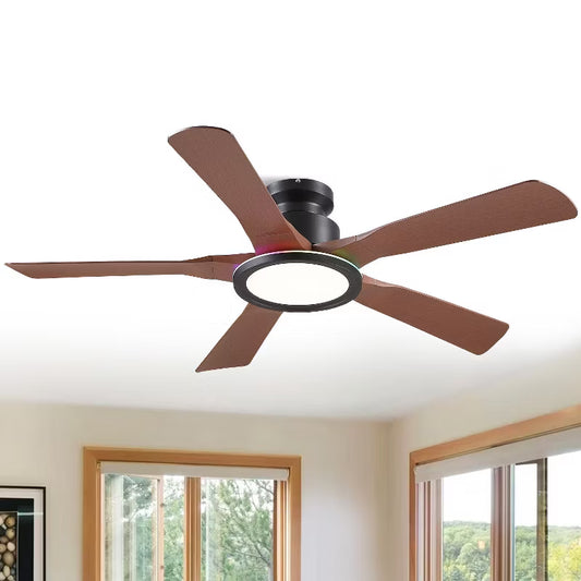 52 Inch Modern Ceiling Fan,Flush Mount Ceiling Fan with Light.for Living Room,Bedroom