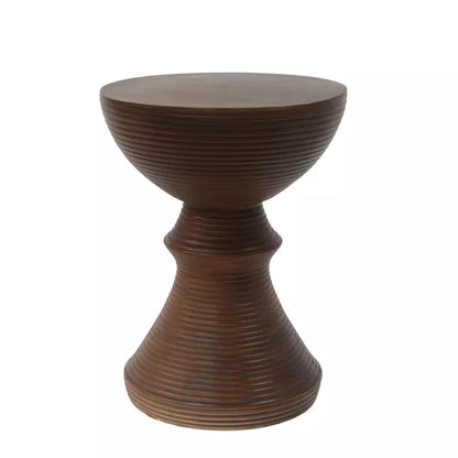 Wooakway Concrete Outdoor Side Table with Hourglass Design, Weather-Resistant Accent for Patio, Garden, or Balcony