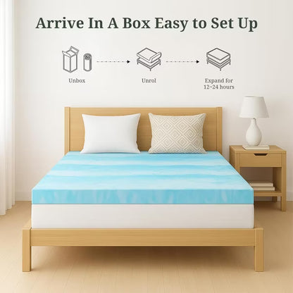 4 Inch Cooling Gel Memory Foam Mattress Topper Twin– Ventilated & Breathable, CertiPUR‑US Certified, for Bed, Sleeper Sofa & RV