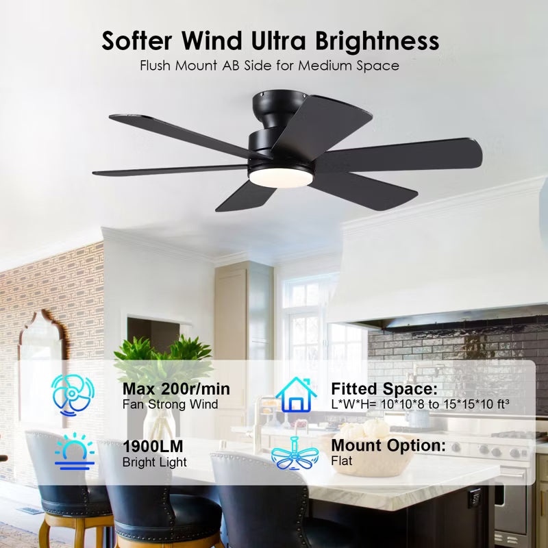 46 Inch Downrod Ceiling Fan with 5 Blades