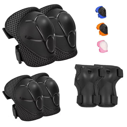 Evita Kids Protective Gear Set-Knee Pads Elbow Pads with Wrist Guards for Ages 3-12, Black, S