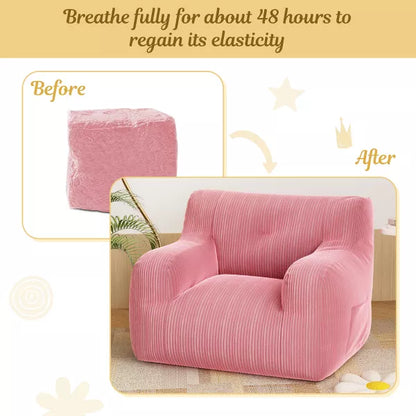 JOYRACER Bean Bag Chair Sofa, Big Comfy Chair For Bedroom Living Room, Bean Bag Lazy Chair For Adults With Pocket Armrests For Gaming & Reading, Pink