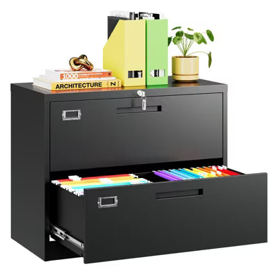 Mlezan Drawer Lateral File Cabinet: Lockable Metal Storage for Letter/Legal/F4/A4 Files.Large Deep Drawers,Ideal for Home or Office Use.
