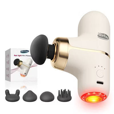 Morfone 1pc Mini 4 Head Portable Massage with Red Light Therapy for Muscle Soreness Relief white 1pc