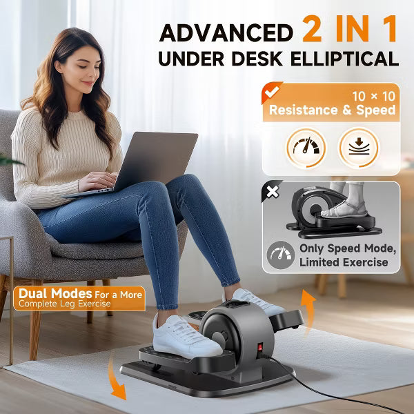 YOSUDA Under Desk Elliptical Machine, Elliptical Leg Exerciser Portable Electric Seated Pedal Exerciser