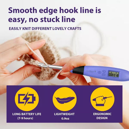 Zcvtbye Rechargeable Lighted Crochet Hook Set with Stitch Counter, 18 Interchangeable Metal Heads, Ergonomic Handle – Gift for Knitters