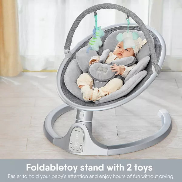 BabyBond Baby Swings for Infants with 10 Preset Lullabies, 5 Point Harness Belt, 5 Speeds and Remote Control