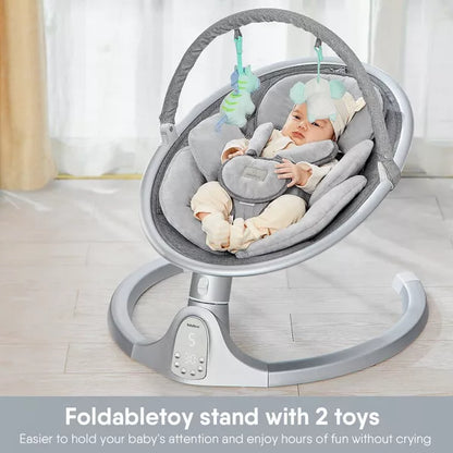 BabyBond Baby Swings for Infants with 10 Preset Lullabies, 5 Point Harness Belt, 5 Speeds and Remote Control